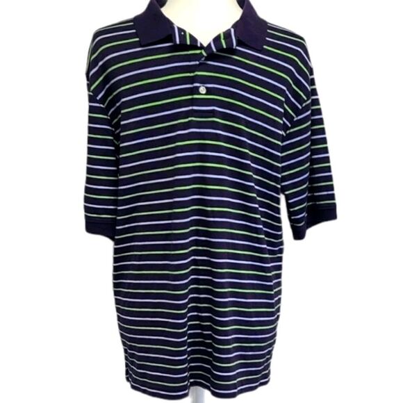 Land's End Men's Casual Stripped Polo Shirt Size M - Picture 1 of 5
